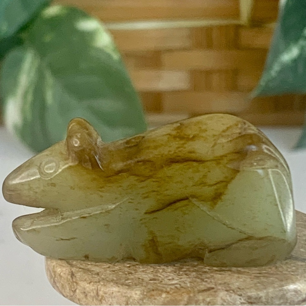 Vintage Chinese Zodiac Jade Rat Pendant Bead Hand Carved Miniature Animal 1.7" - Picture 4 of 14